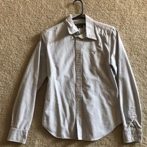 Navy blue striped blouse